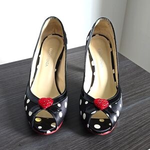 Polka dot with ruby red heart open toe